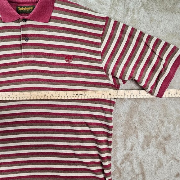 Vintage Timberland Red Striped T Shirt Weathergear Polo Mens Size L Short Sleeve - Picture 6 of 10
